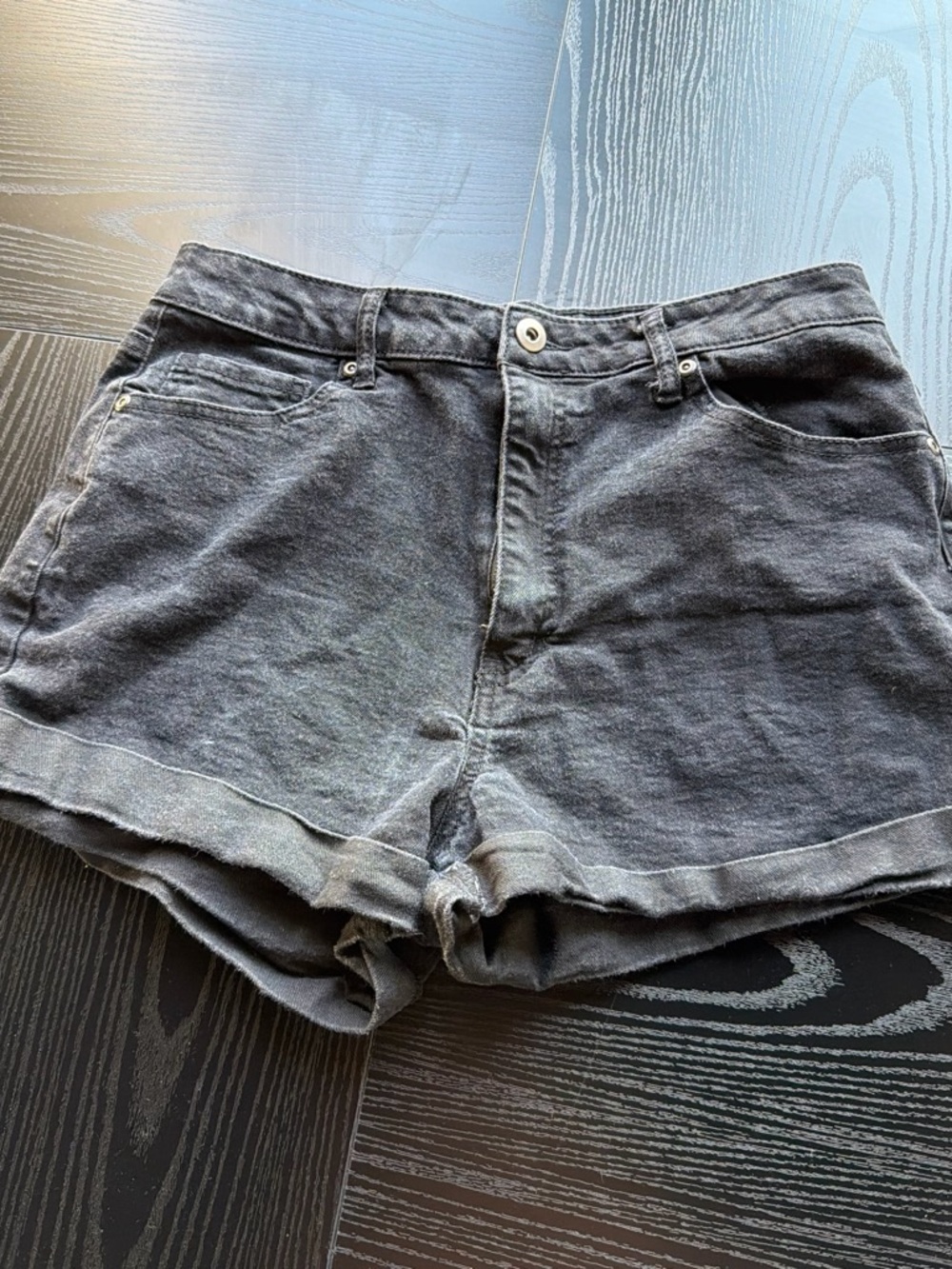 Women’s Washed Black Denim Shorts